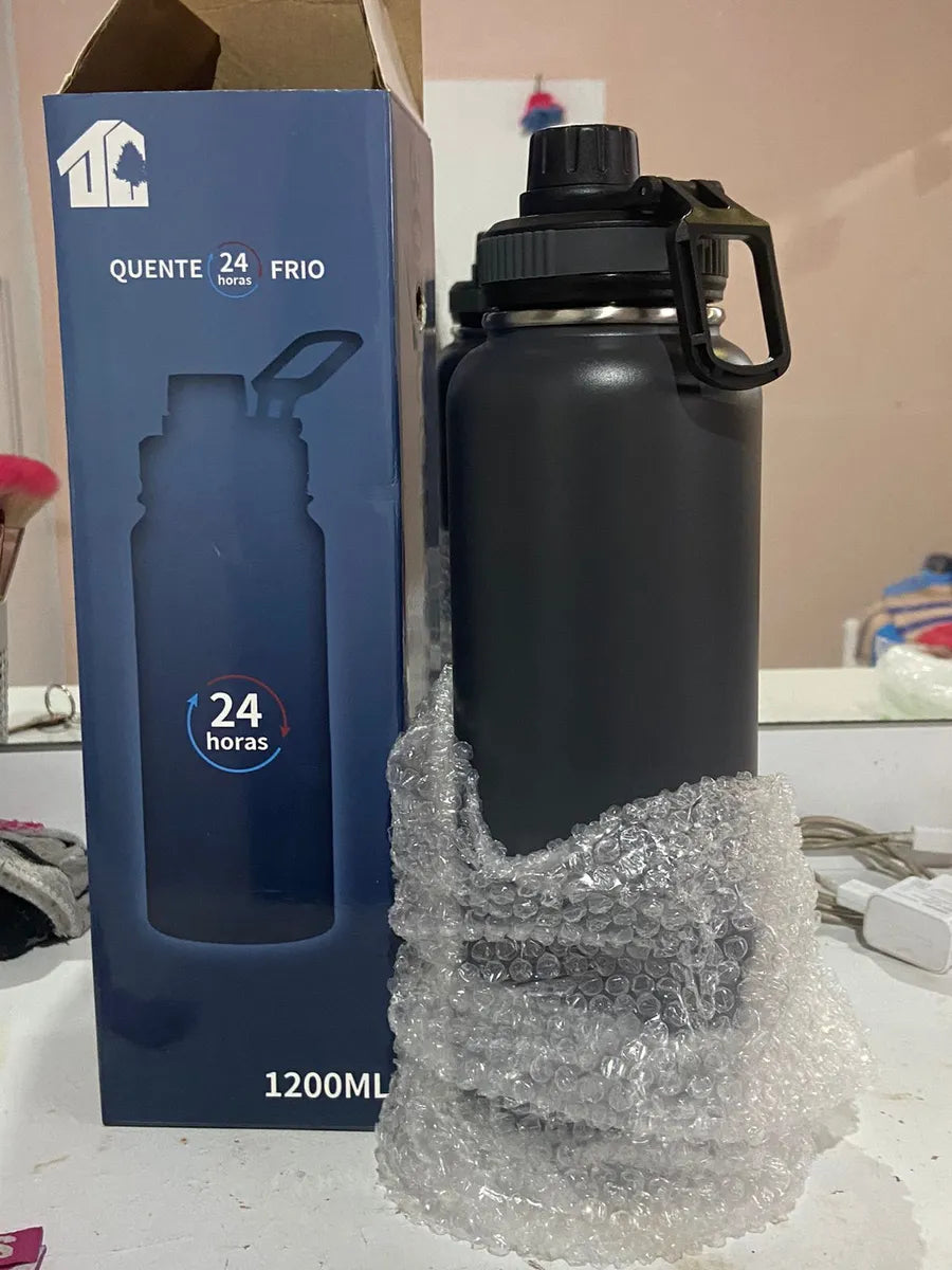 Botella Deportiva de Acero Inoxidable Negra Titan